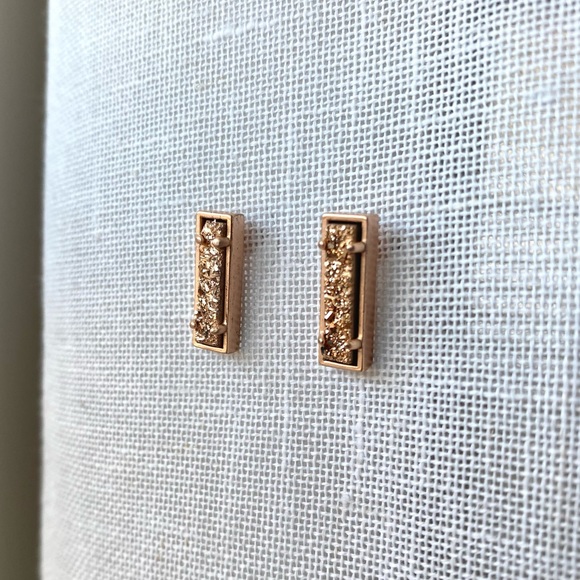 KENDRA SCOTT Lady Stud Earrings in Rose Gold Drusy - Picture 2 of 7
